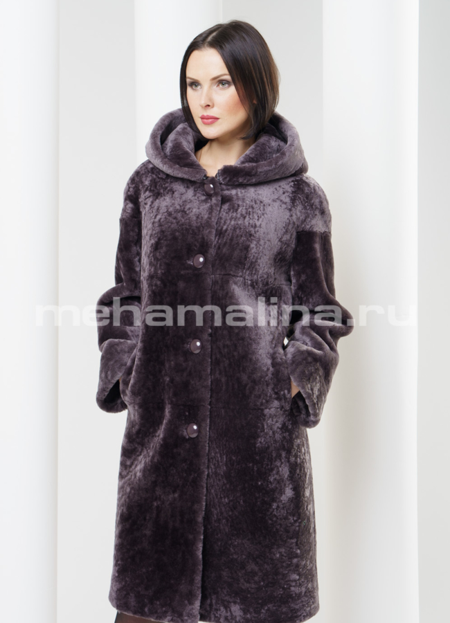 Шуба из астрагана, съемный капюшон модель № S-315 универмаг малина