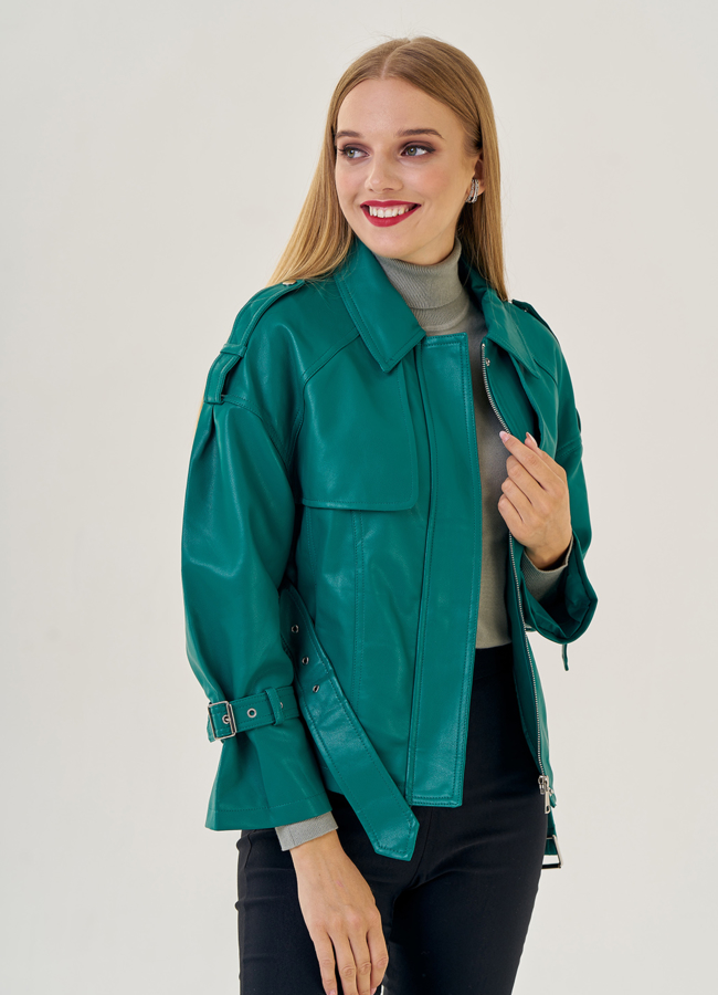 Женская куртка оверсайз из эко кожи модель № 23257 универмаг малина