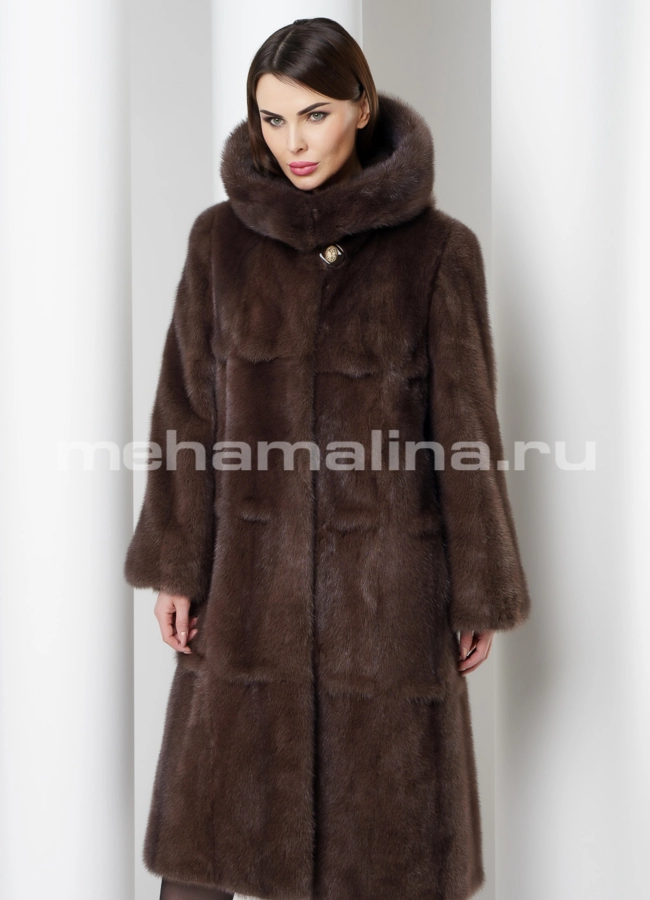 Норковая шуба модель № S-568/1 меха малина
