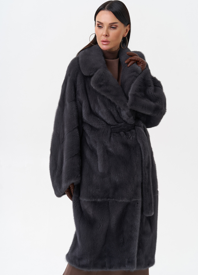 Норковая шуба с английским воротником  модель № 29166 универмаг малина