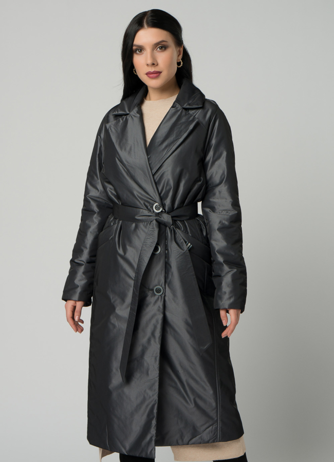 Пальто  модель № 21991 меха малина