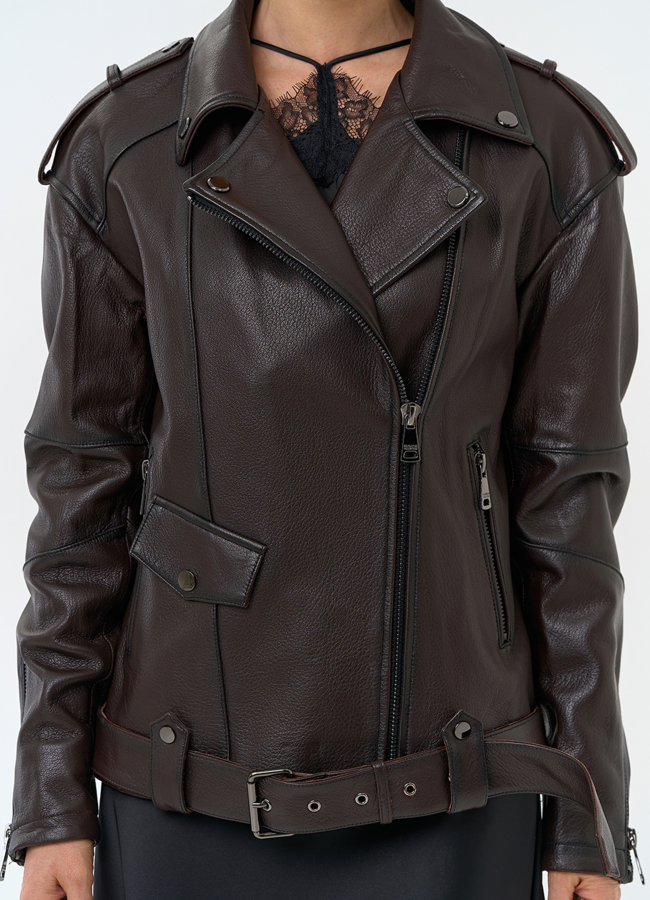 Женская косуха из натуральной кожи модель № 32737 универмаг малина