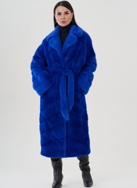 Шуба из норки синего цвета