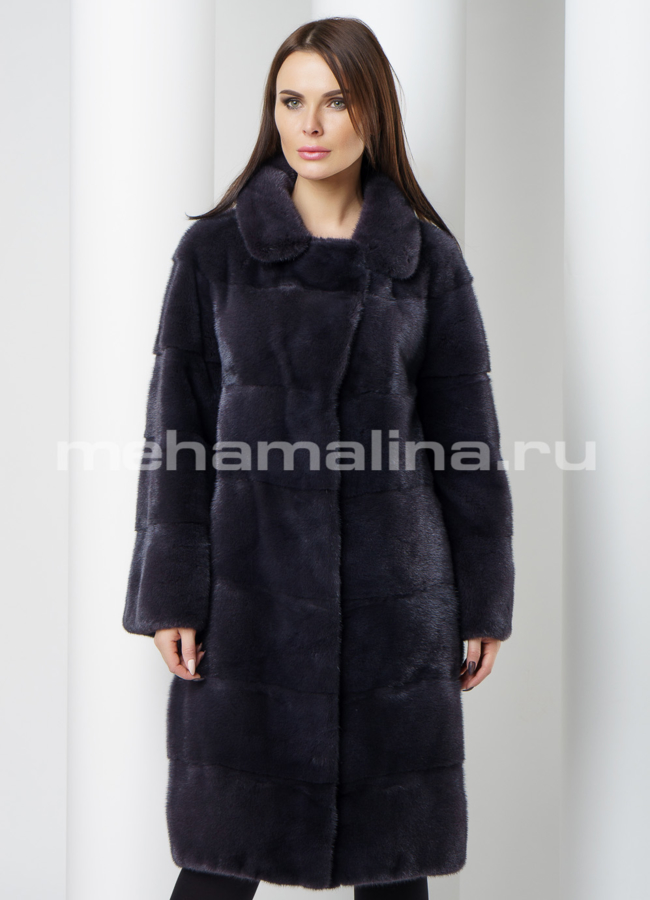 Шуба из меха норки  модель № S-563 меха малина