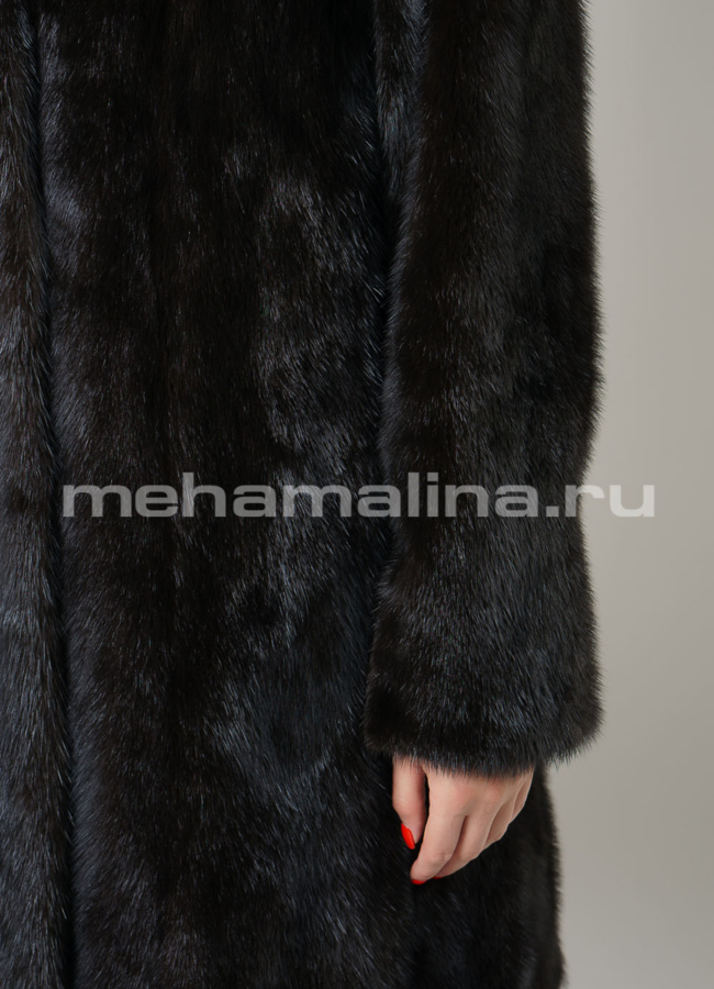Норковая шуба с воротником стойка модель № S-739 универмаг малина