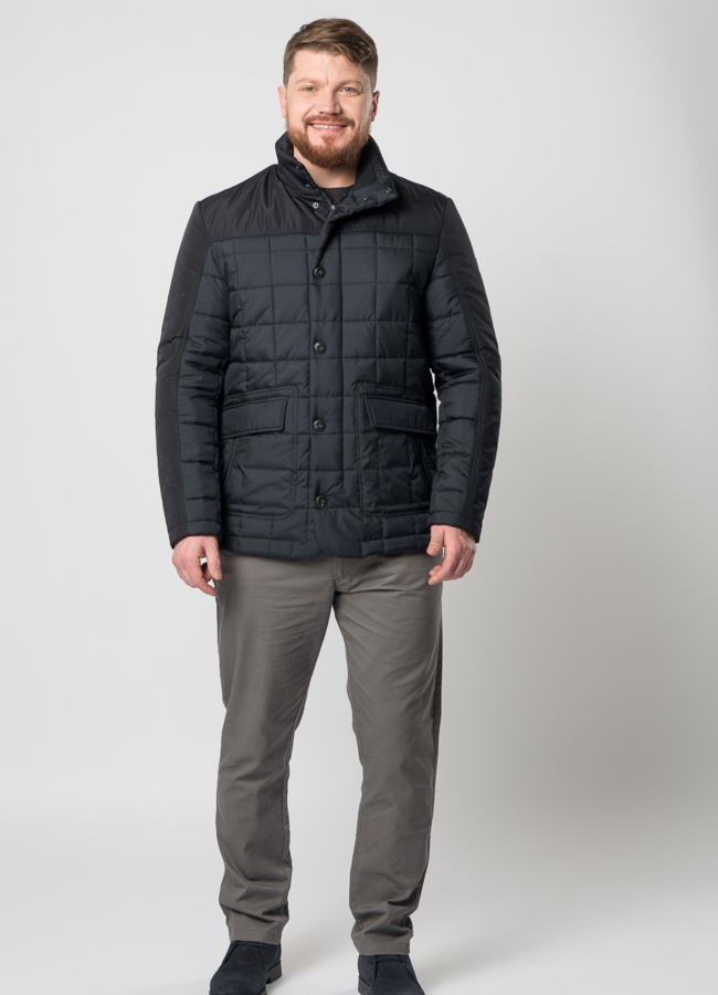 фото Мужская утепленная куртка синего цвета модель № ALBANO