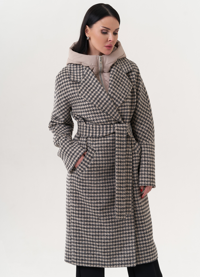 Пальто со съемным капюшоном модель № 25074 в рассрочку