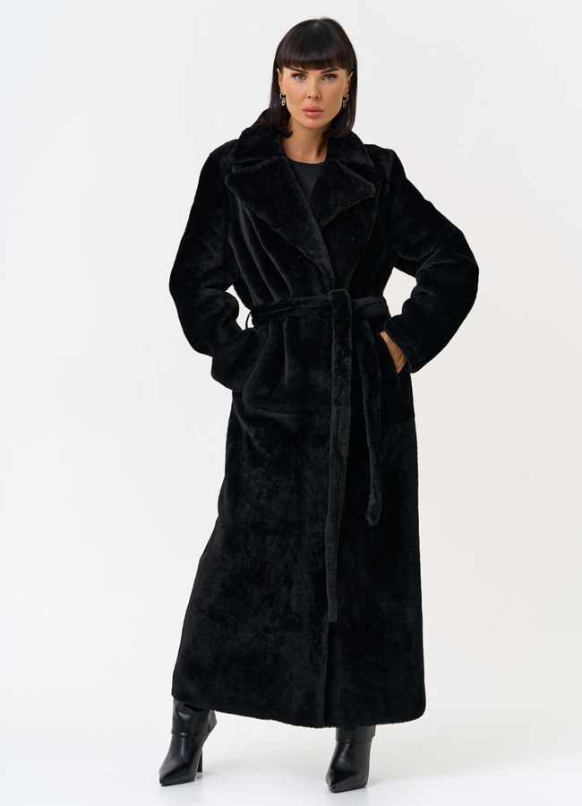 Женская натуральная дубленка с двойным поясом модель № 31612 универмаг малина Женская натуральная дубленка с двойным поясом модель № 31612 универмаг малина