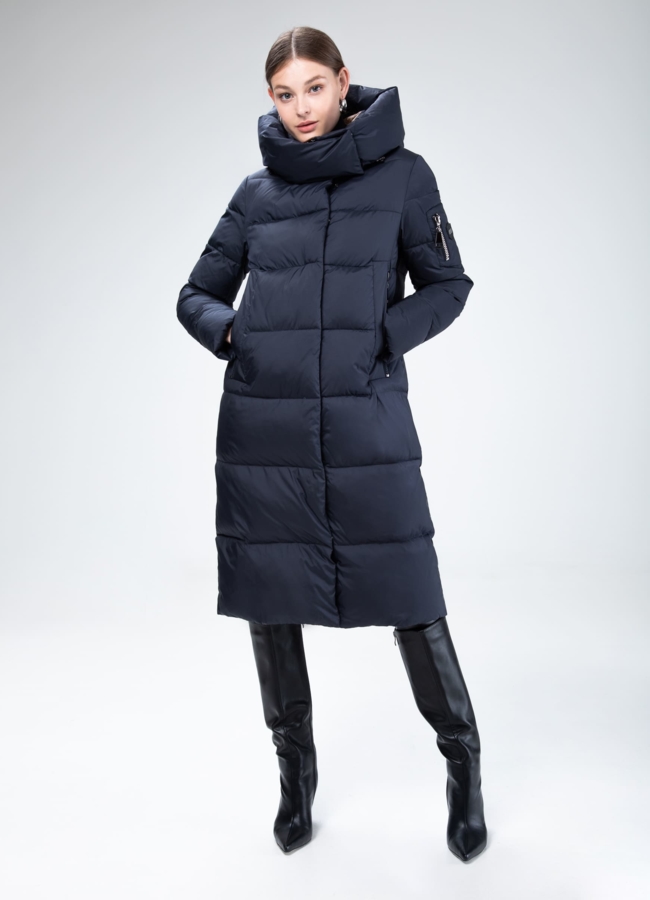 Пуховик женский с капюшоном  модель № 25797 меха малина