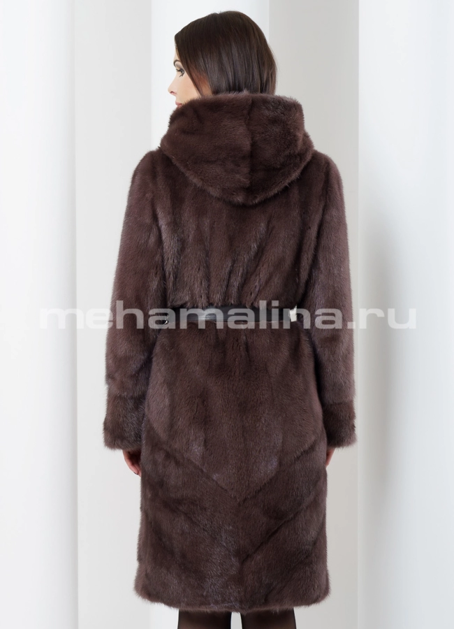 Шуба из норки с капюшоном модель № S-485 в кредит
