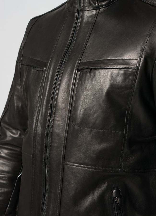 Куртка кожаная черного цвета модель № 870 универмаг малина