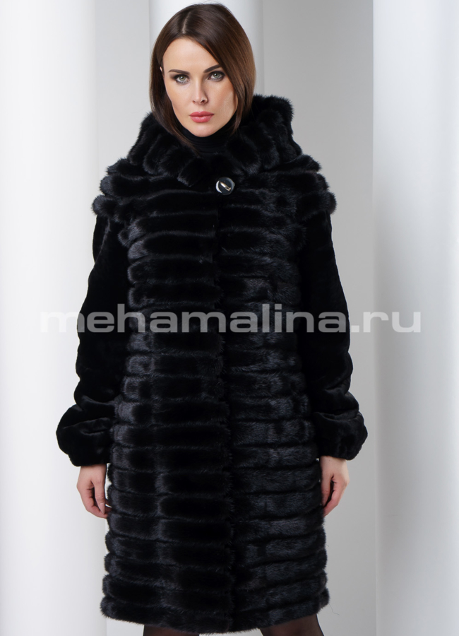 Шуба из норки модель № S-551 меха малина