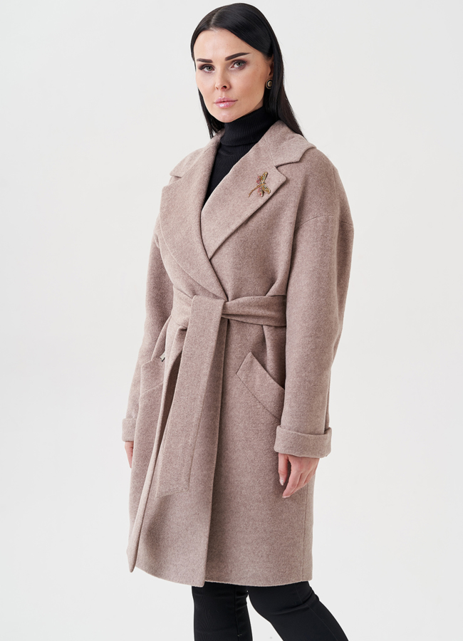 Женское пальто в коричневом цвете модель № 23961 универмаг малина