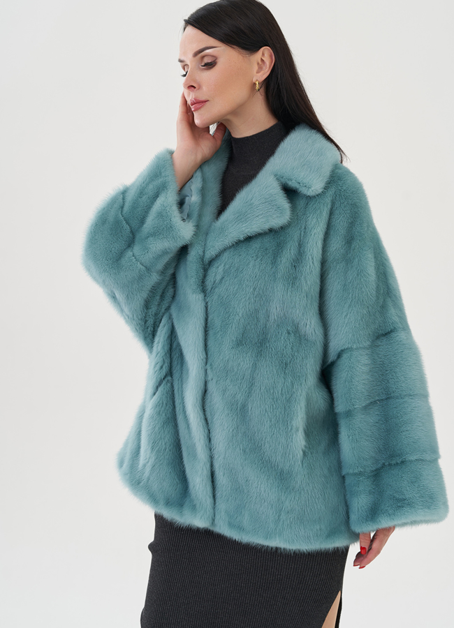 Шуба из норки в цвете мята модель № 24700 универмаг малина