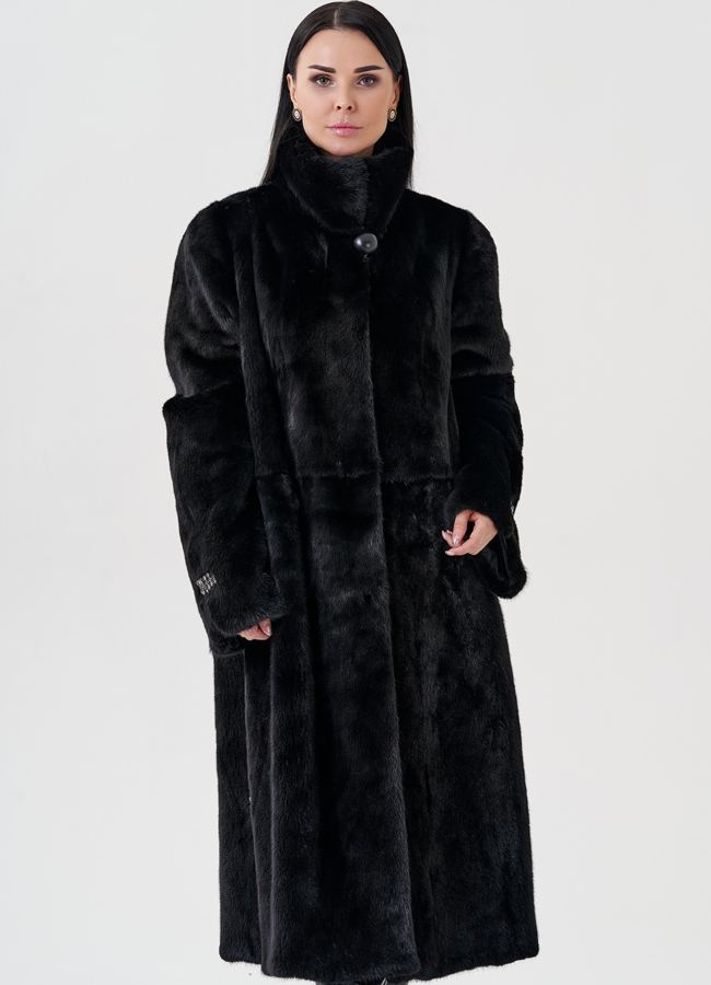 Норковая шуба черного цвета  модель № 23991 универмаг малина