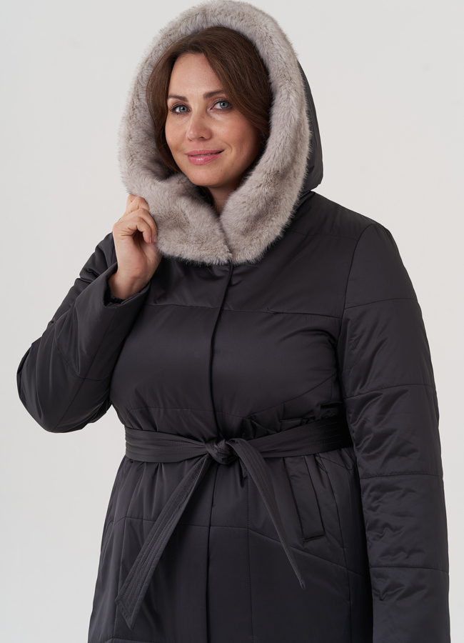 Женский пуховик с капюшоном  модель № 24961 универмаг малина