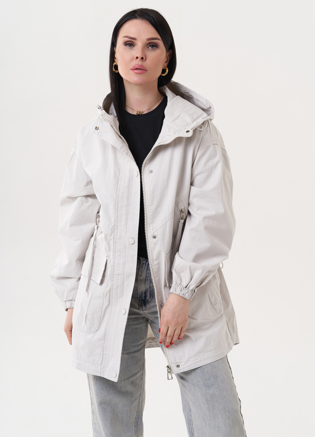 Удлиненная ветровка с капюшоном модель № 27258 в кредит