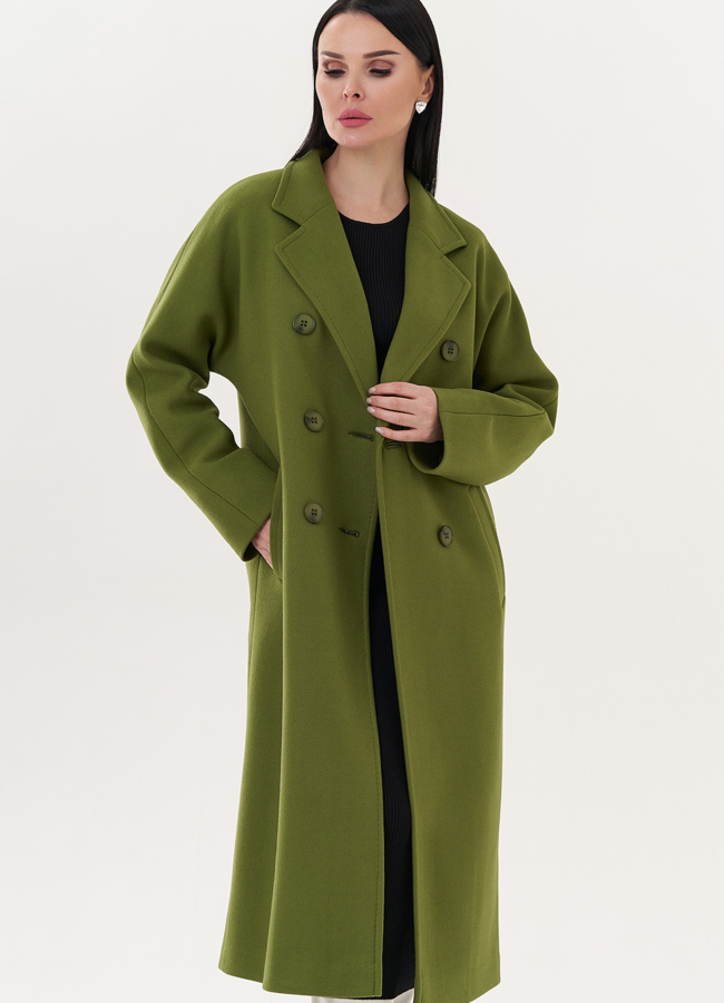 Женское пальто в зеленом цвете модель № 26421 универмаг малина