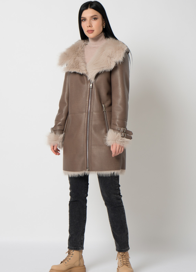 фото Дубленка из эко меха под тоскану модель № 79315