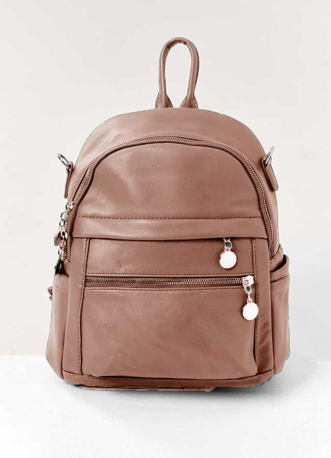 фото Сумка-рюкзак женская розового цвета  из эко кожи модель № М-1