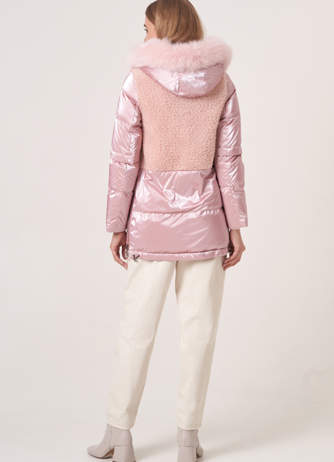 Комбинированный пуховик с шерстью модель № 91228 в кредит