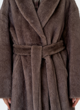 Женская шуба из эко меха с воротником шаль Женская шуба из эко меха с воротником шаль