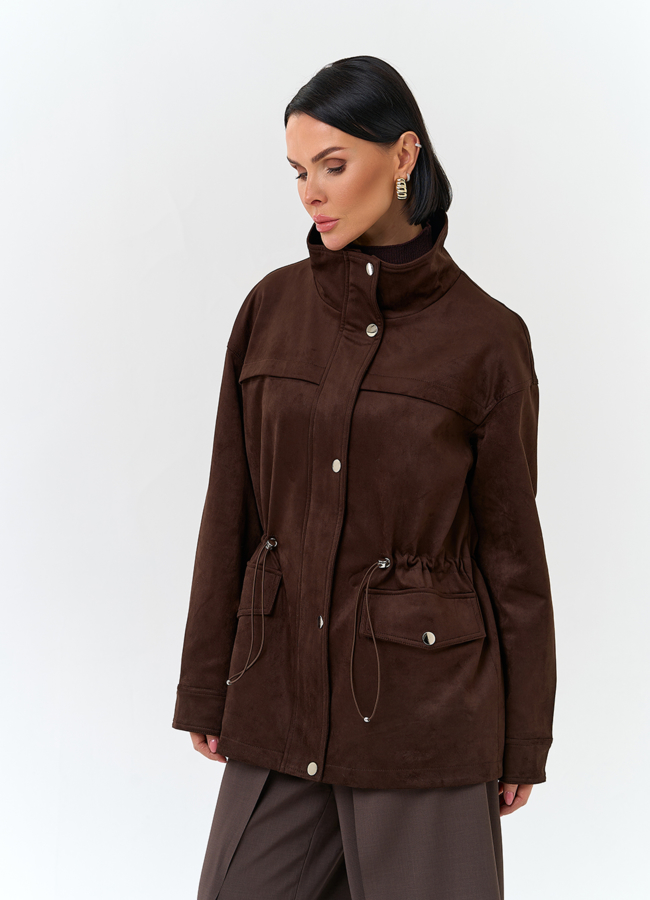 Женская куртка парка из эко замши  модель № 32775 универмаг малина
