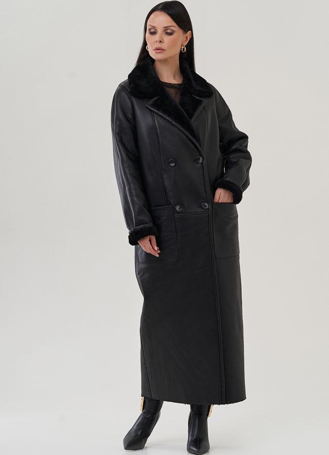 Женская дубленка с английским воротником  модель № 25288 в кредит