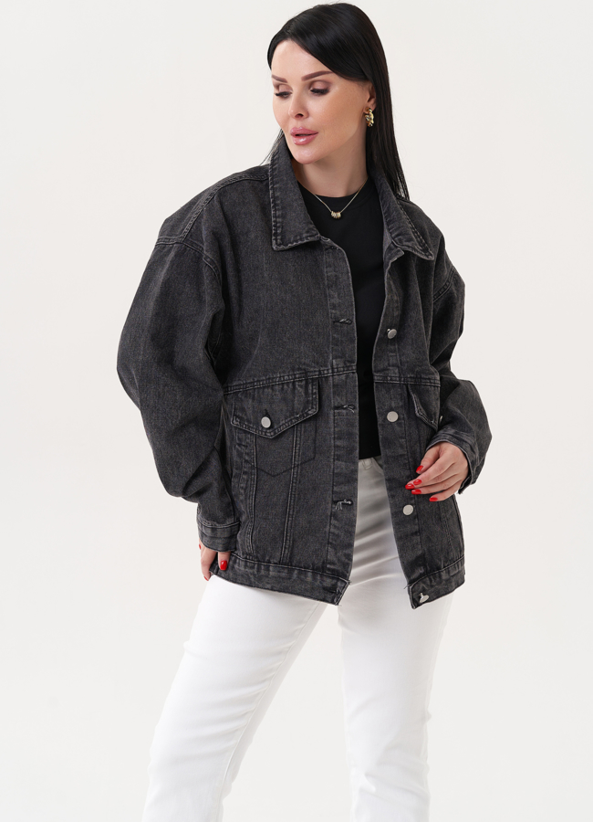 Джинсовая куртка серого цвета модель № 27251 в кредит