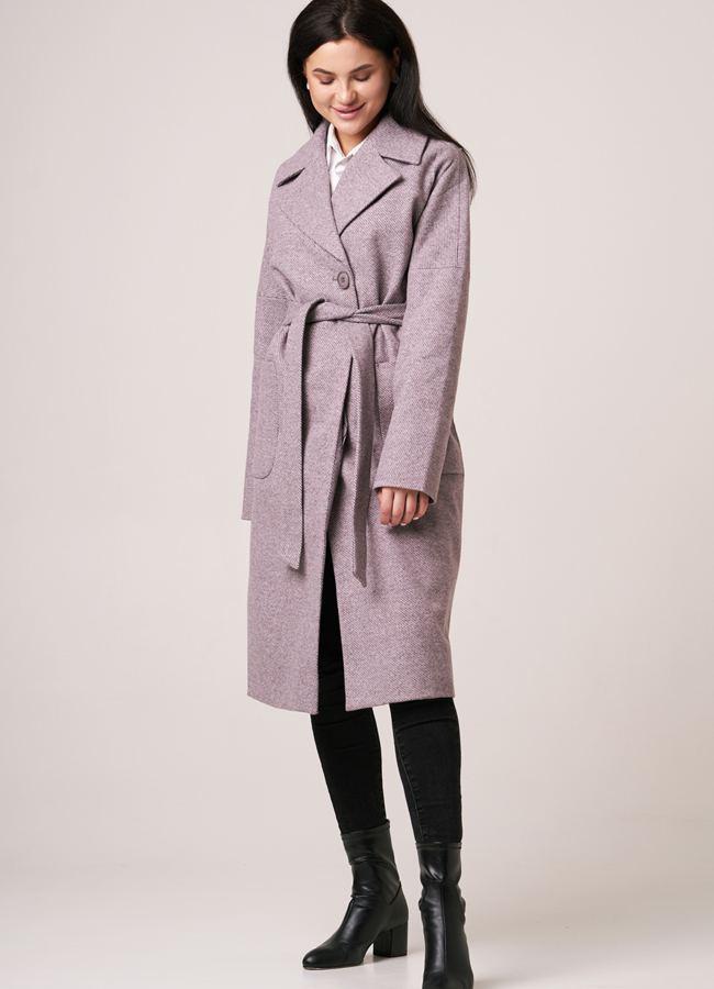 Пальто с поясом модель № 5585 универмаг малина