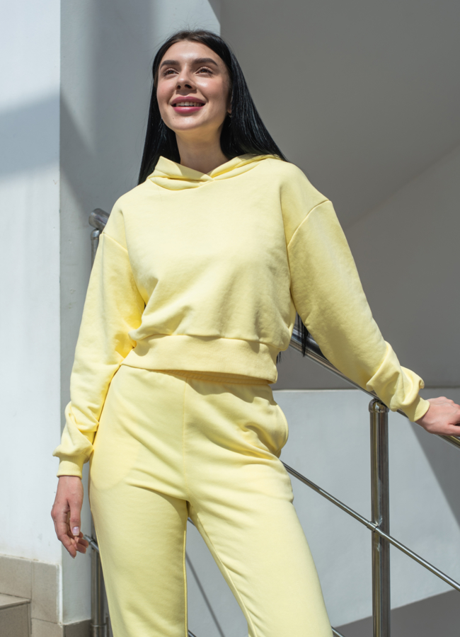 фото Худи женское желтого цвета с капюшоном  модель № 22561