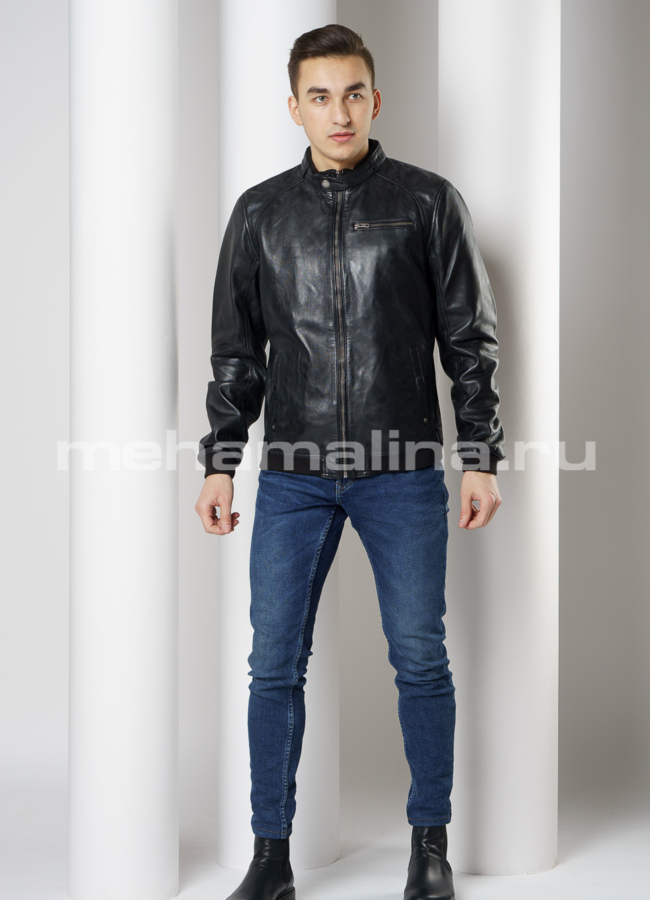 фото Куртка из натуральной кожи на молнии модель № 1015