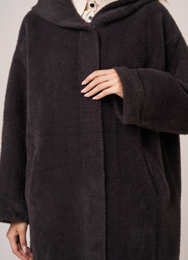 Пальто прямое с капюшоном модель № 9833 универмаг малина