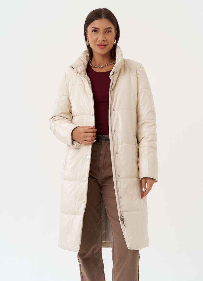 Пуховик из эко кожи на био пухе модель № 27704 универмаг малина Пуховик из эко кожи на био пухе модель № 27704 универмаг малина