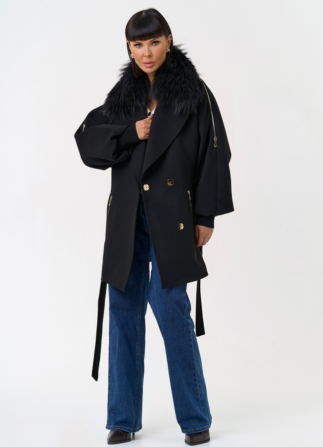 Утепленное женское пальто с английским воротником из меха лисы модель № 31551 универмаг малина Утепленное женское пальто с английским воротником из меха лисы модель № 31551 универмаг малина