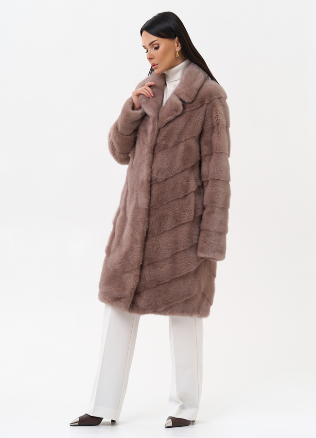 Шуба из норки с английским воротником модель № 28931 универмаг малина