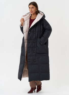 Женский двухсторонний пуховик с капюшоном