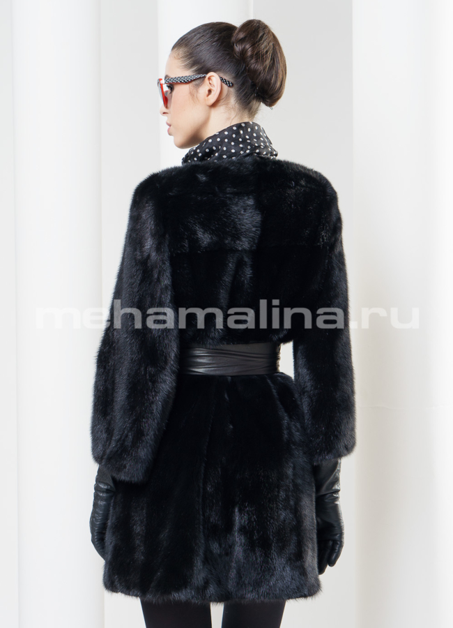 Норковая шуба черного цвета модель № S-340 в кредит
