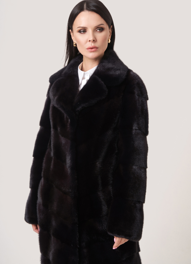 Норковая шуба с английским воротником модель № S-764 в кредит