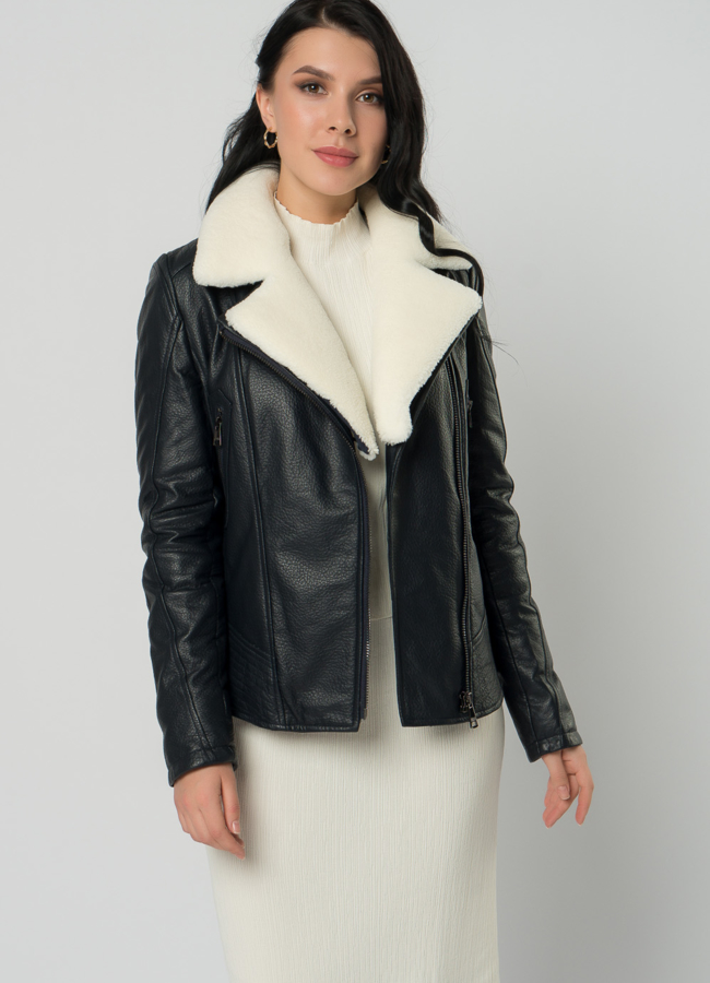 Куртка из натуральной кожи с мехом модель № 62294 универмаг малина