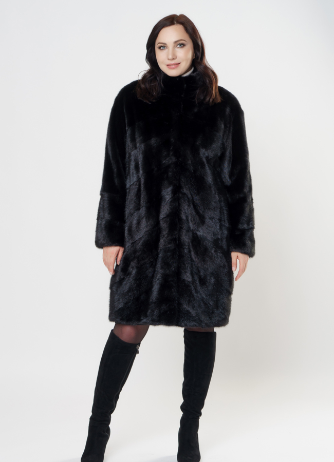 фото Шуба из норки черного цвета модель № S-1006