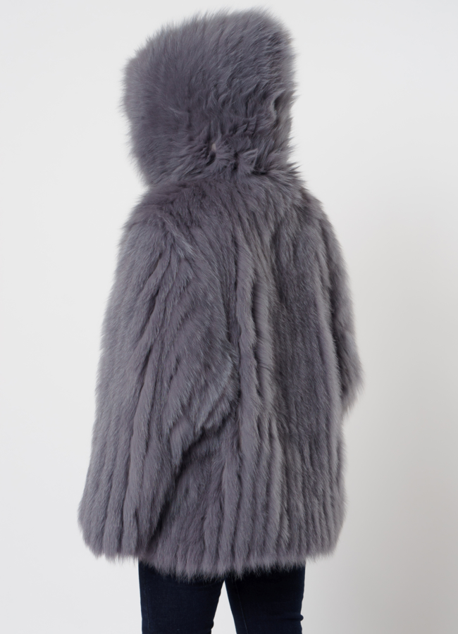 Шуба из песца в сером цвете модель № 21562 в рассрочку