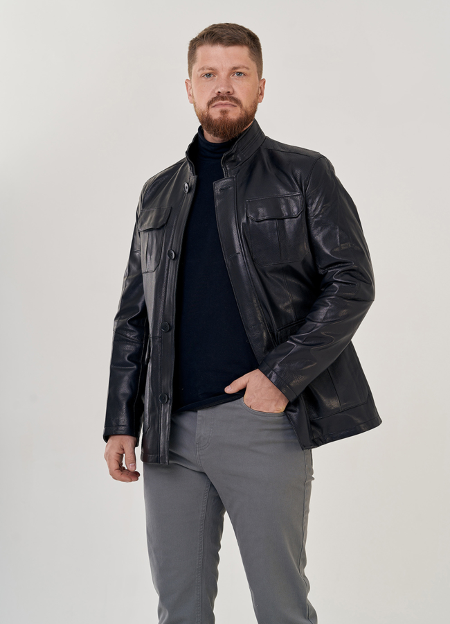 Мужская кожаная куртка  модель № 23147 универмаг малина