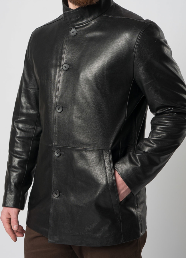 Куртка кожаная на пуговицах модель № W8017 универмаг малина