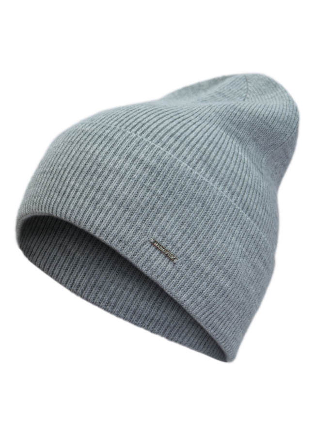 Демисезонная шапка бини в сером цвете модель № 12304 в кредит