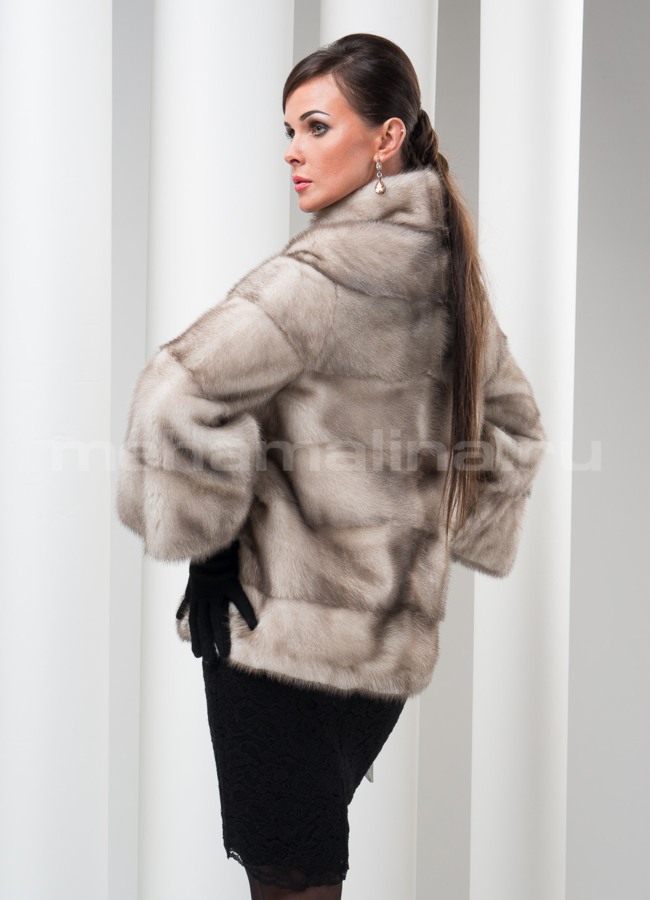 Шуба норка, цвет колотые лед модель № S-161 меха малина
