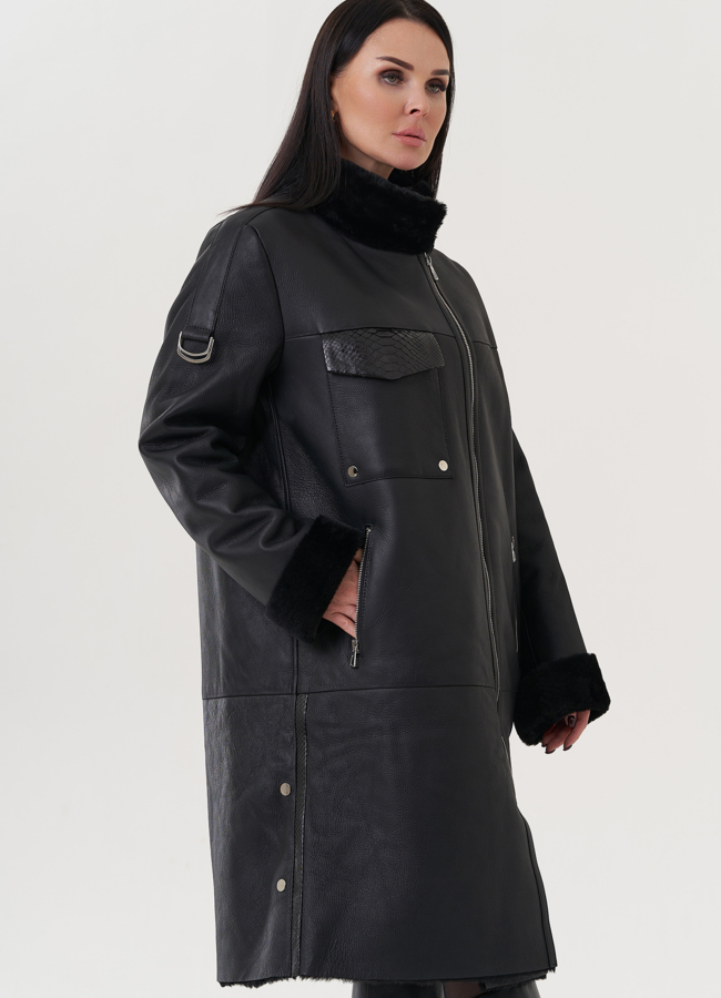 фото Дубленка женская с воротником стойка модель № 25909 фото Дубленка женская с воротником стойка модель № 25909