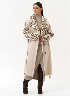 Двухстороннее пальто из эко замши с английским воротником