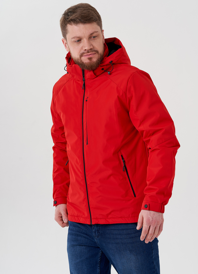 Мужская куртка красного цвета модель № 24351 меха малина