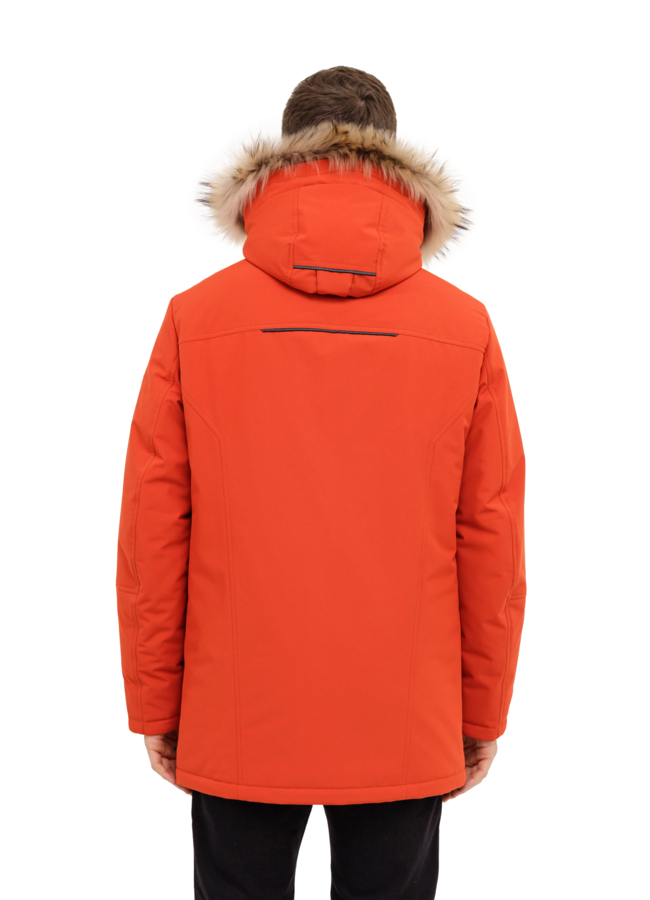 Мужской пуховик с отделкой из енота  модель № 23724 в кредит